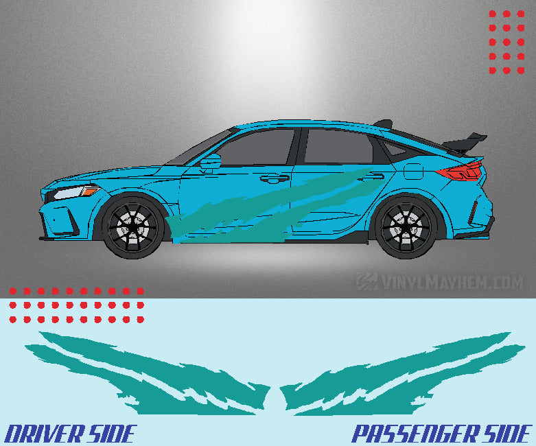 Dual Claw Shreds vinyl graphic kit