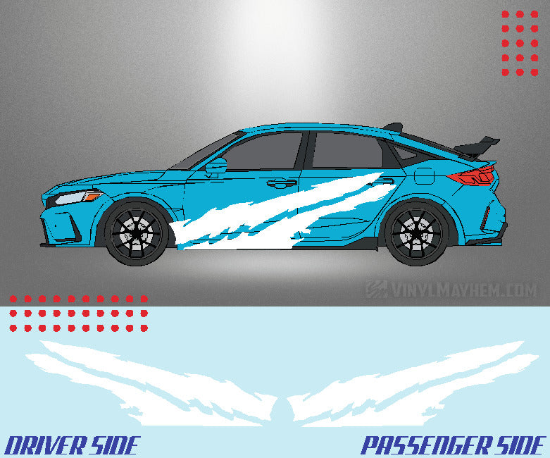 Dual Claw Shreds vinyl graphic kit