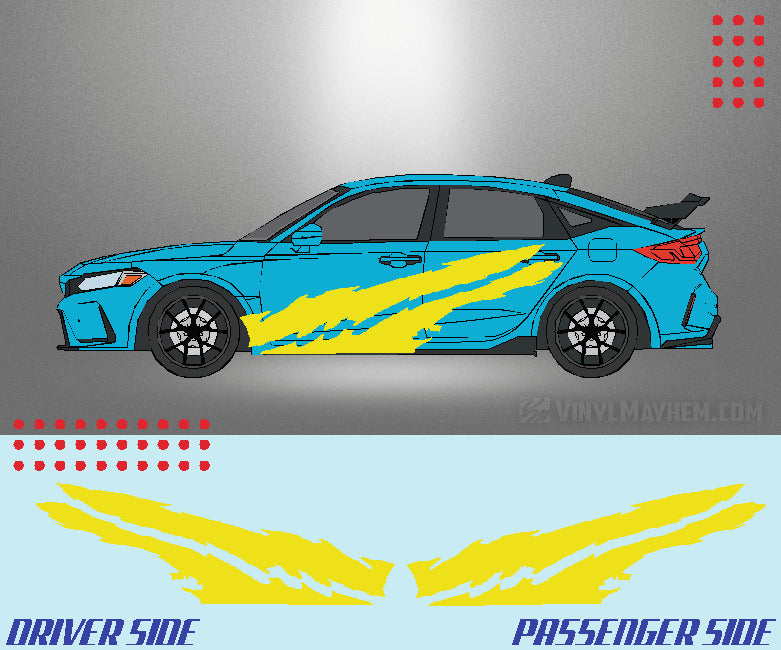 Dual Claw Shreds vinyl graphic kit