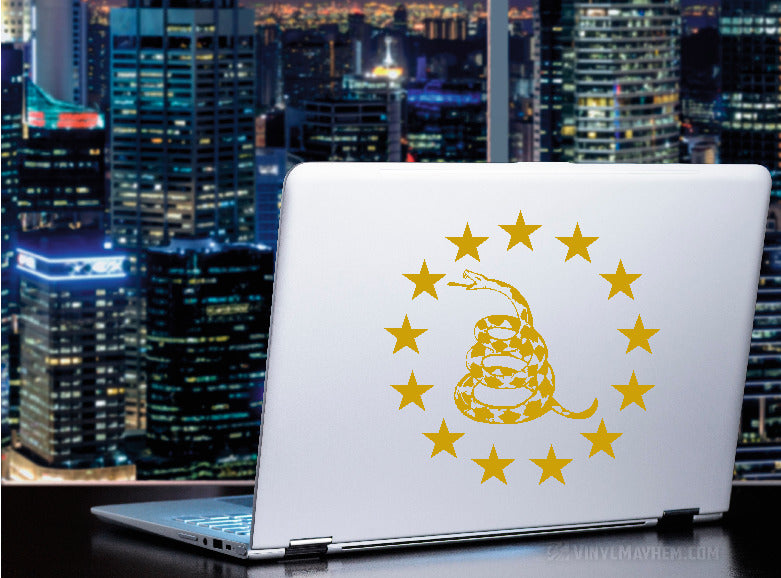 Gadsden Rattlesnake with thirteen stars in circle vinyl sticker