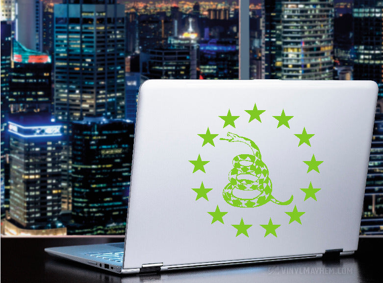 Gadsden Rattlesnake with thirteen stars in circle vinyl sticker