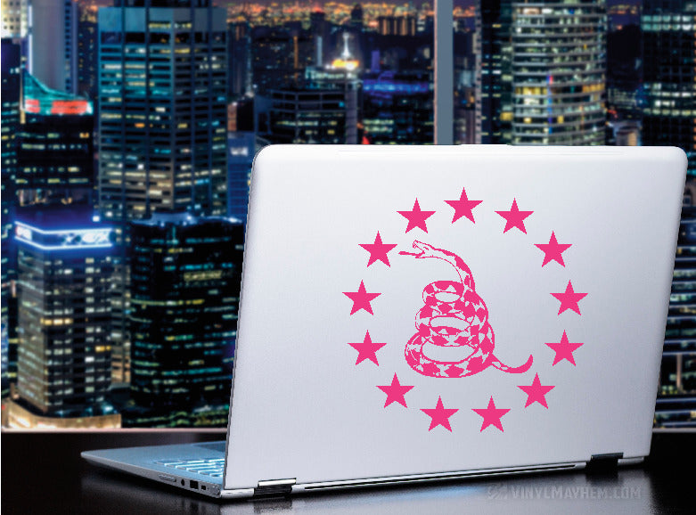 Gadsden Rattlesnake with thirteen stars in circle vinyl sticker