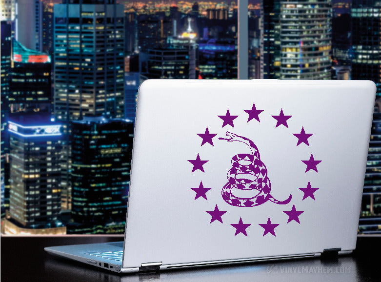 Gadsden Rattlesnake with thirteen stars in circle vinyl sticker