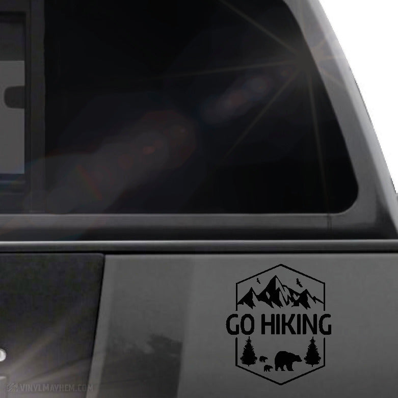 Go Hiking mountain bear scene vinyl sticker