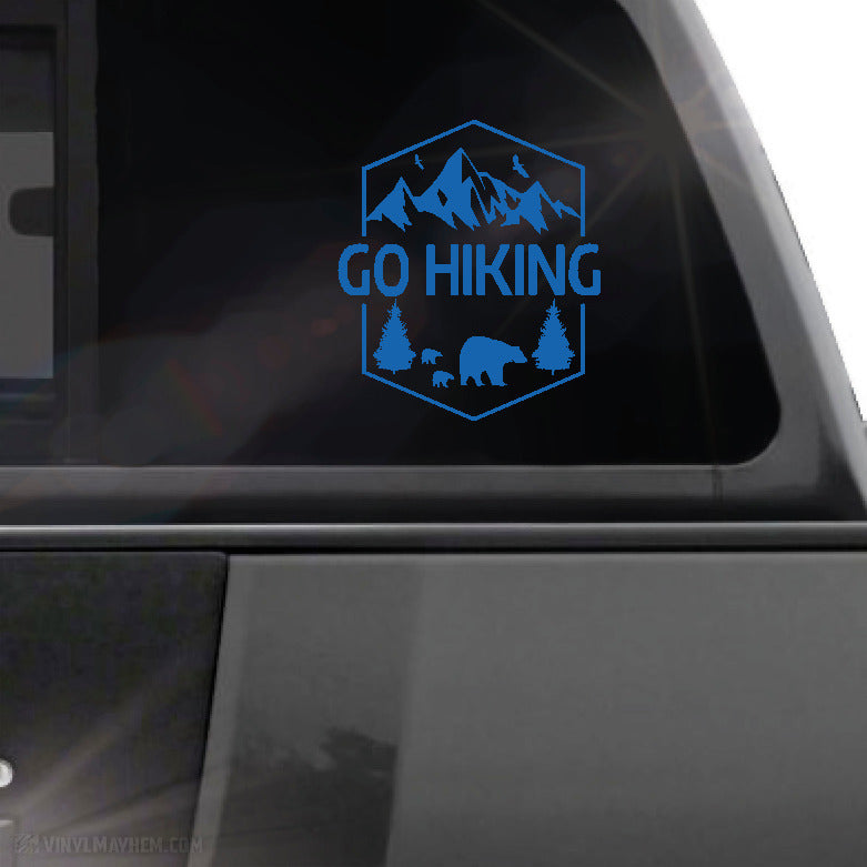 Go Hiking mountain bear scene vinyl sticker