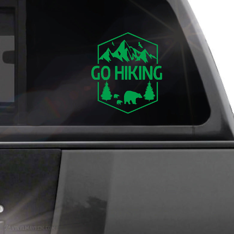 Go Hiking mountain bear scene vinyl sticker