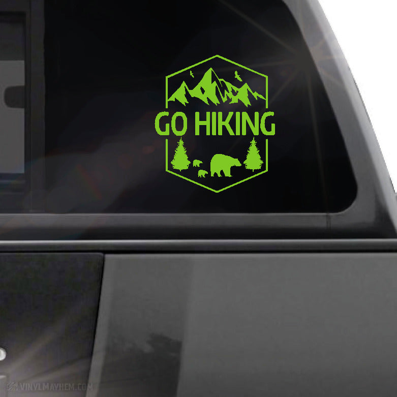 Go Hiking mountain bear scene vinyl sticker
