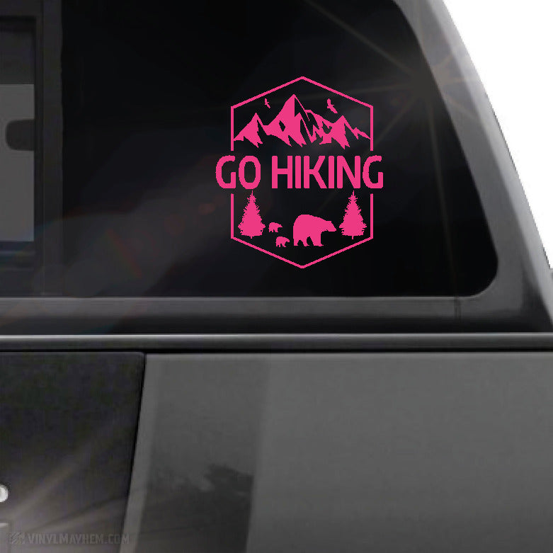 Go Hiking mountain bear scene vinyl sticker