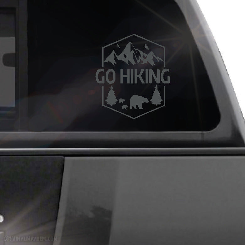 Go Hiking mountain bear scene vinyl sticker