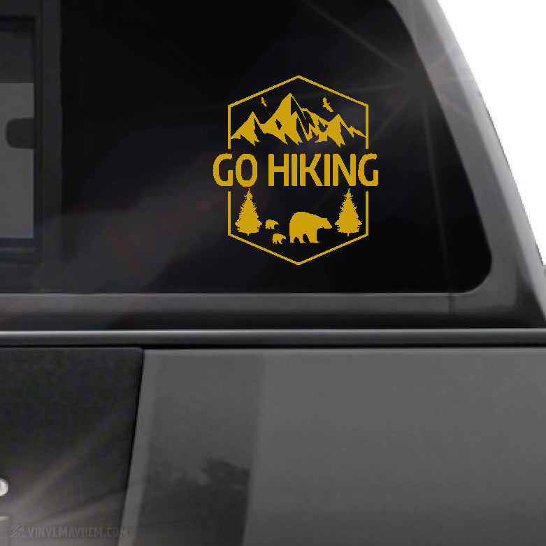 Go Hiking mountain bear scene vinyl sticker
