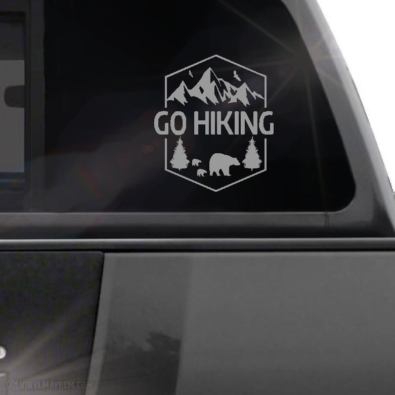 Go Hiking mountain bear scene vinyl sticker