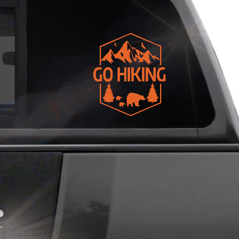 Go Hiking mountain bear scene vinyl sticker