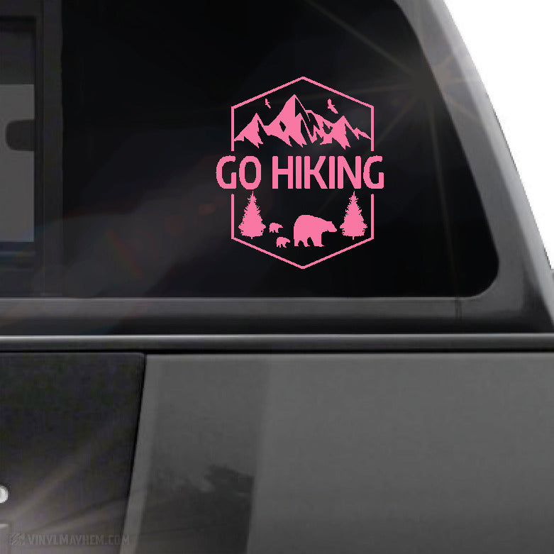 Go Hiking mountain bear scene vinyl sticker