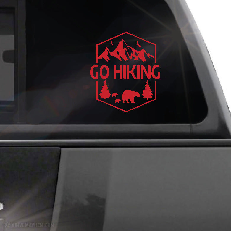 Go Hiking mountain bear scene vinyl sticker