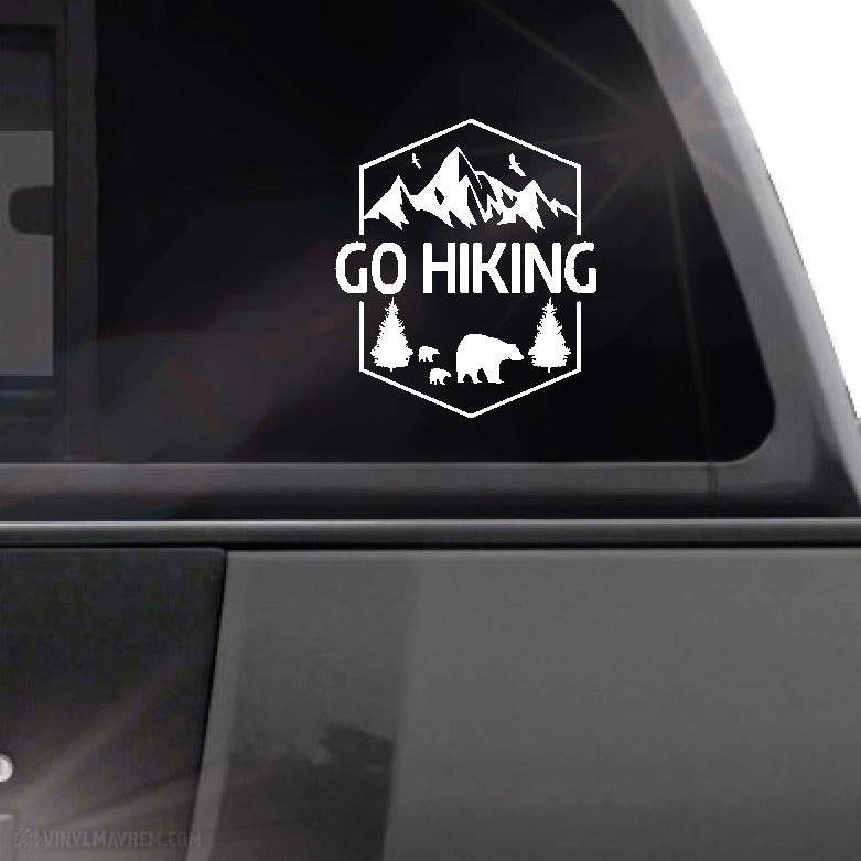 Go Hiking mountain bear scene vinyl sticker