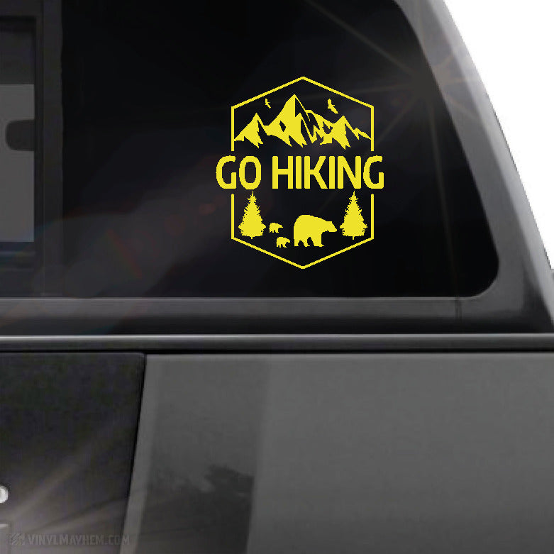 Go Hiking mountain bear scene vinyl sticker
