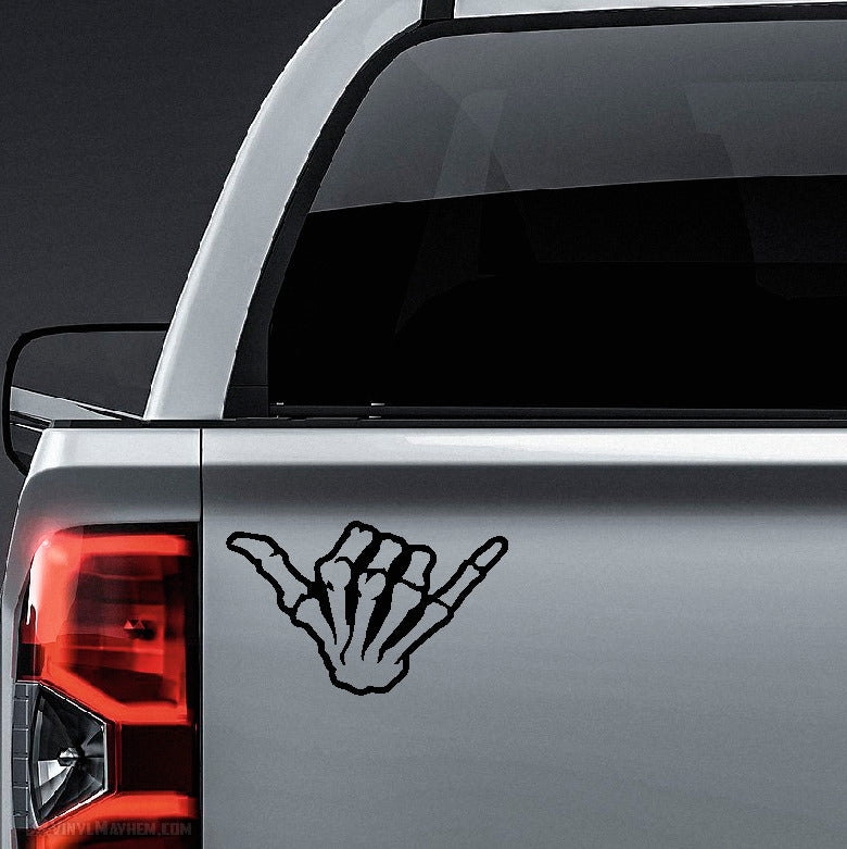 Hang Loose Shaka Skeleton Hand outline vinyl sticker