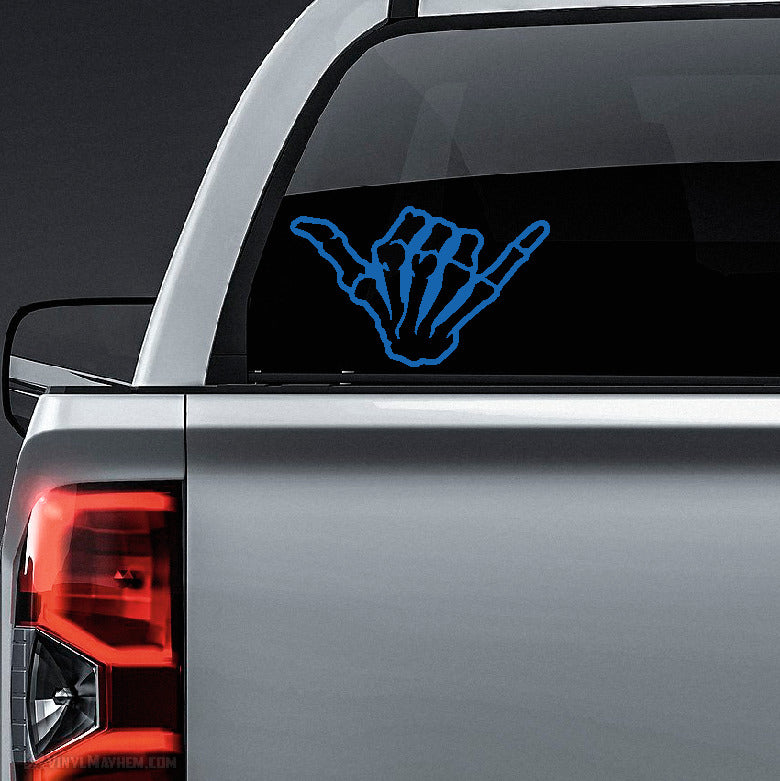 Hang Loose Shaka Skeleton Hand outline vinyl sticker