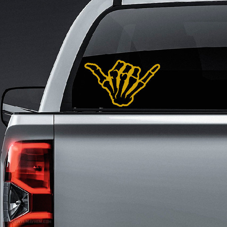 Hang Loose Shaka Skeleton Hand outline vinyl sticker