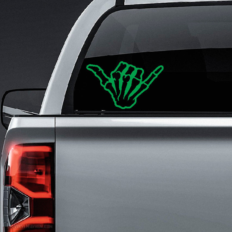 Hang Loose Shaka Skeleton Hand outline vinyl sticker