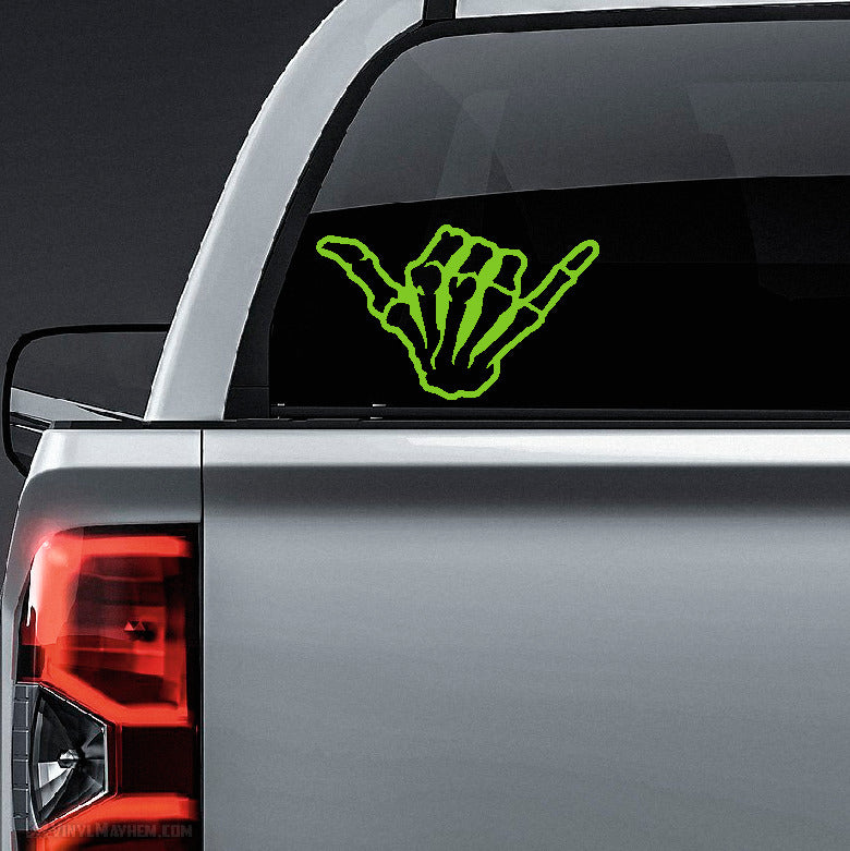 Hang Loose Shaka Skeleton Hand outline vinyl sticker