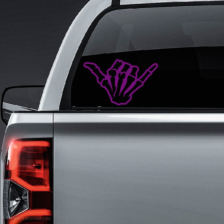 Hang Loose Shaka Skeleton Hand outline vinyl sticker