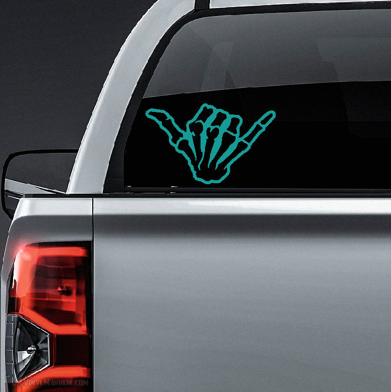 Hang Loose Shaka Skeleton Hand outline vinyl sticker