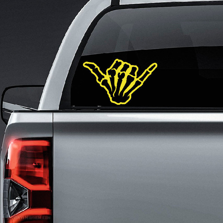 Hang Loose Shaka Skeleton Hand outline vinyl sticker
