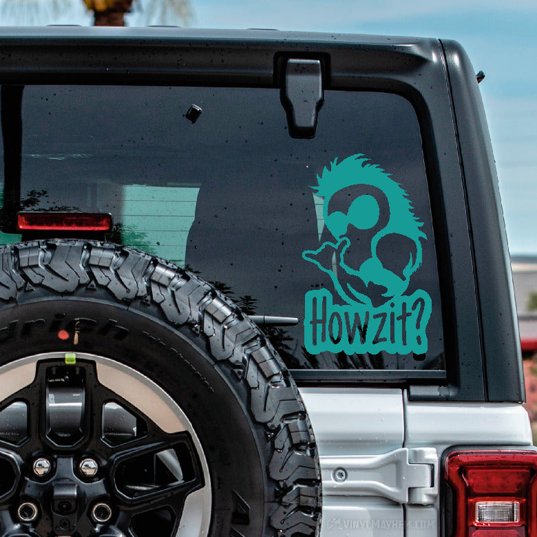 Hawaiian Warrior Shaka Howzit vinyl sticker