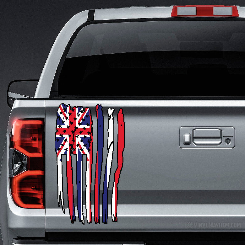 Hawaiian Flag distressed tailgate vinyl sticker