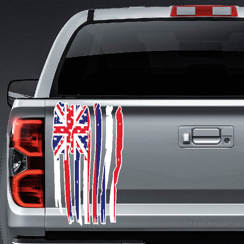 Hawaiian Flag distressed tailgate vinyl sticker