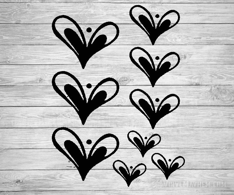 Heart hand-drawn vinyl sticker sheet