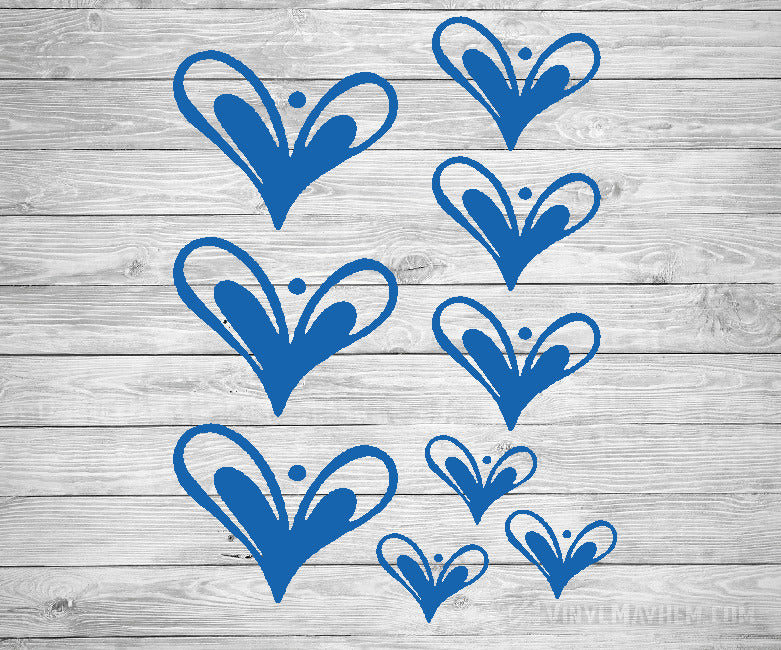 Heart hand-drawn vinyl sticker sheet