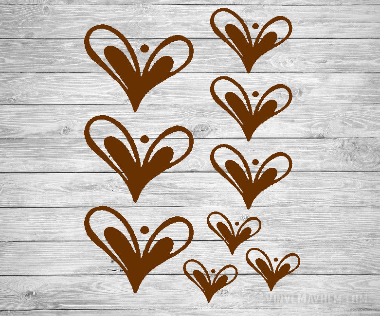 Heart hand-drawn vinyl sticker sheet