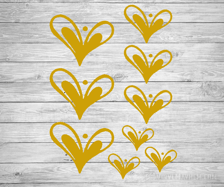 Heart hand-drawn vinyl sticker sheet