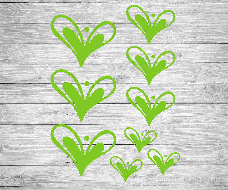 Heart hand-drawn vinyl sticker sheet
