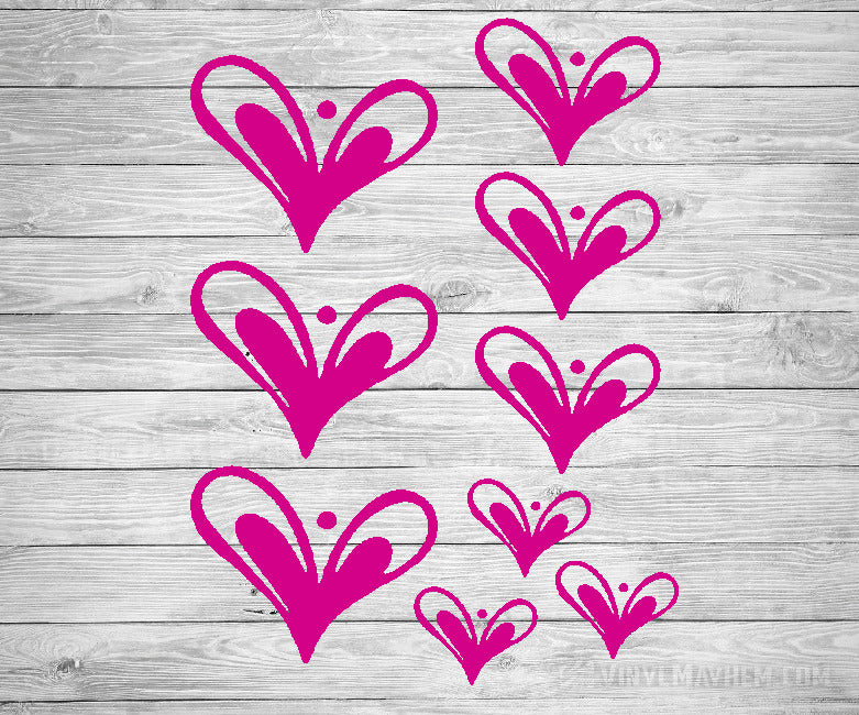 Heart hand-drawn vinyl sticker sheet