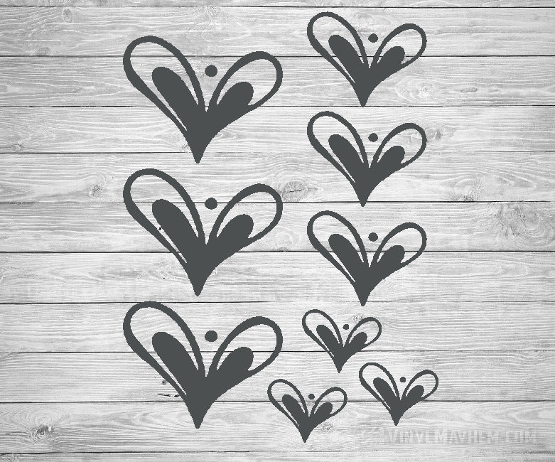 Heart hand-drawn vinyl sticker sheet