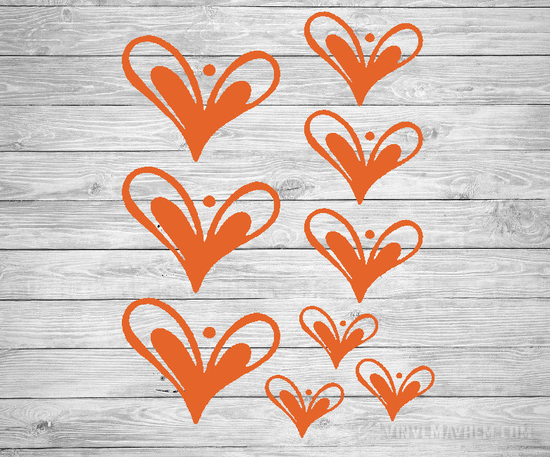 Heart hand-drawn vinyl sticker sheet