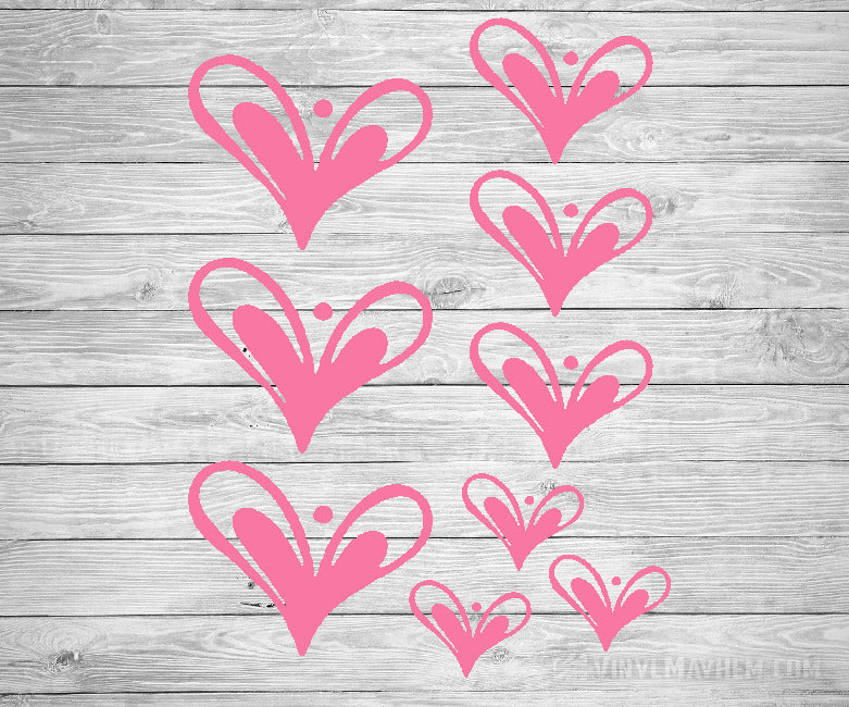 Heart hand-drawn vinyl sticker sheet