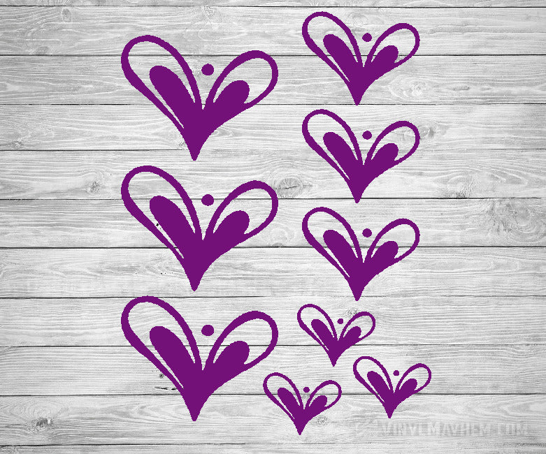 Heart hand-drawn vinyl sticker sheet