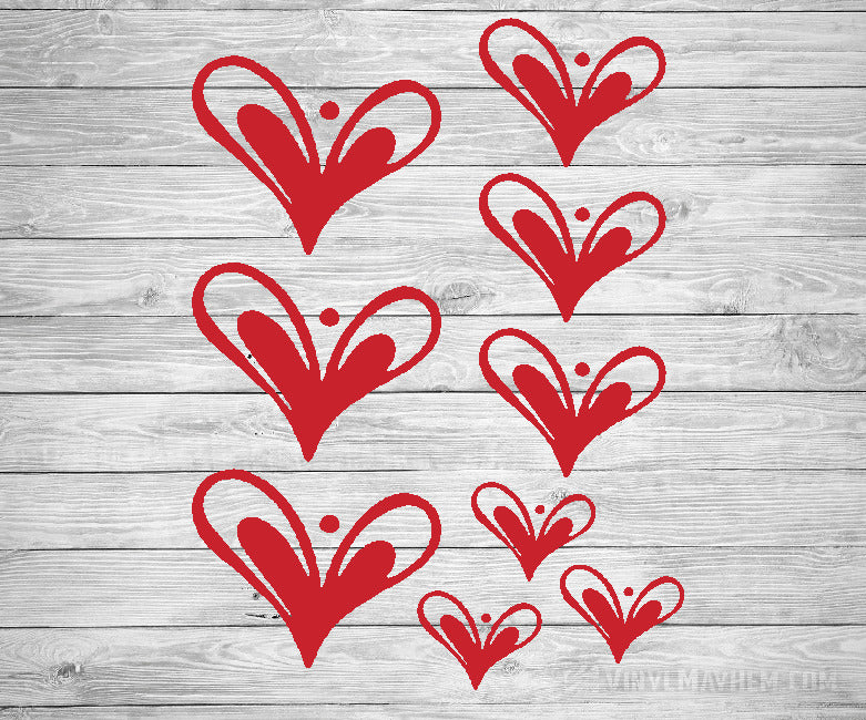 Heart hand-drawn vinyl sticker sheet