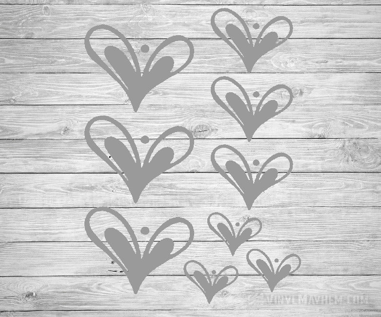 Heart hand-drawn vinyl sticker sheet