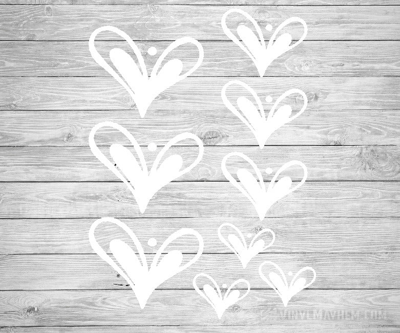 Heart hand-drawn vinyl sticker sheet