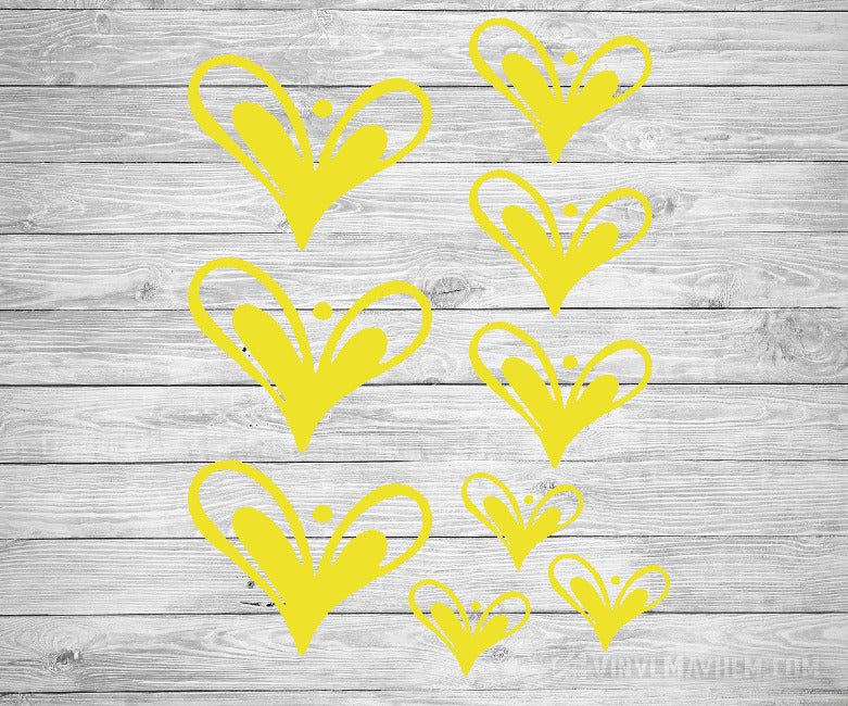 Heart hand-drawn vinyl sticker sheet