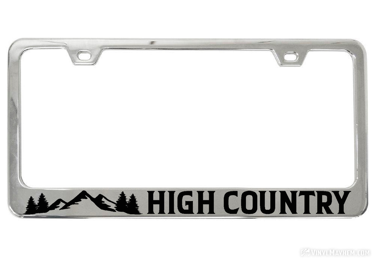 High Country chrome license plate frame