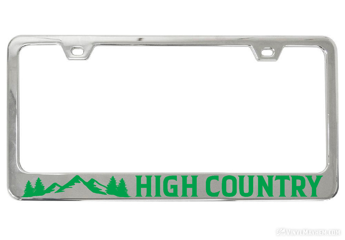 High Country chrome license plate frame