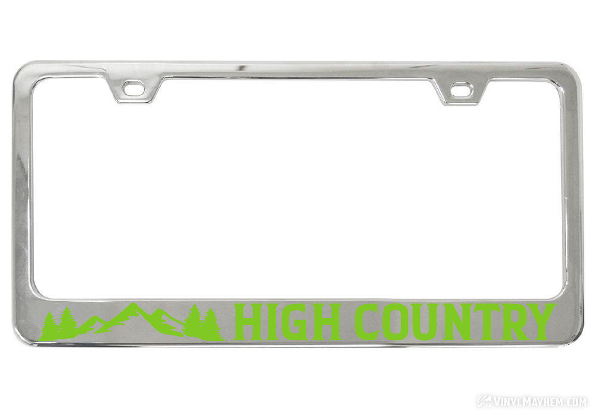 High Country chrome license plate frame