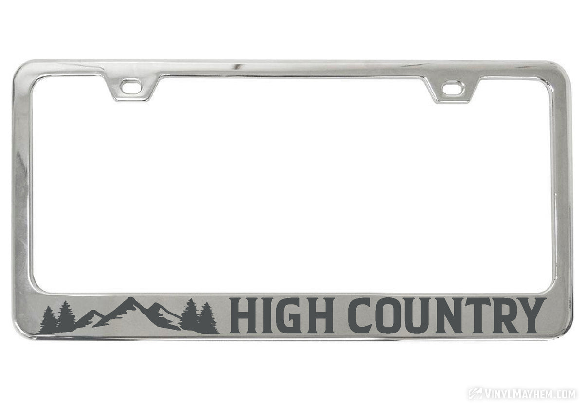 High Country chrome license plate frame