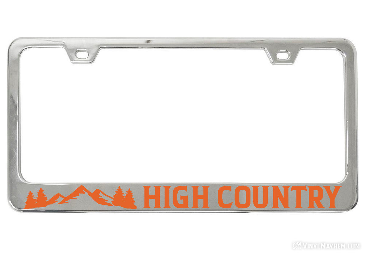 High Country chrome license plate frame